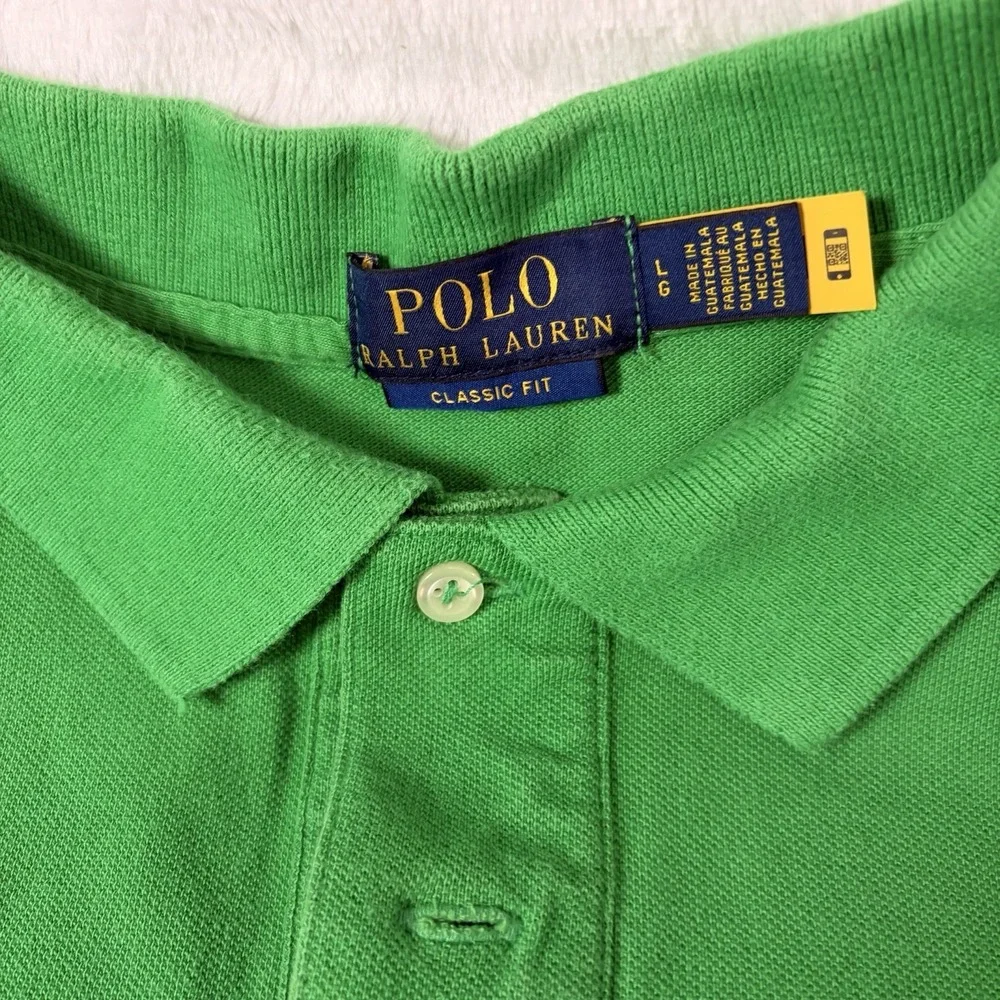 Polo Ralph Lauren‎ Men's Classic Fit Polo Shirt Green Orange Pony Cotton Iconic